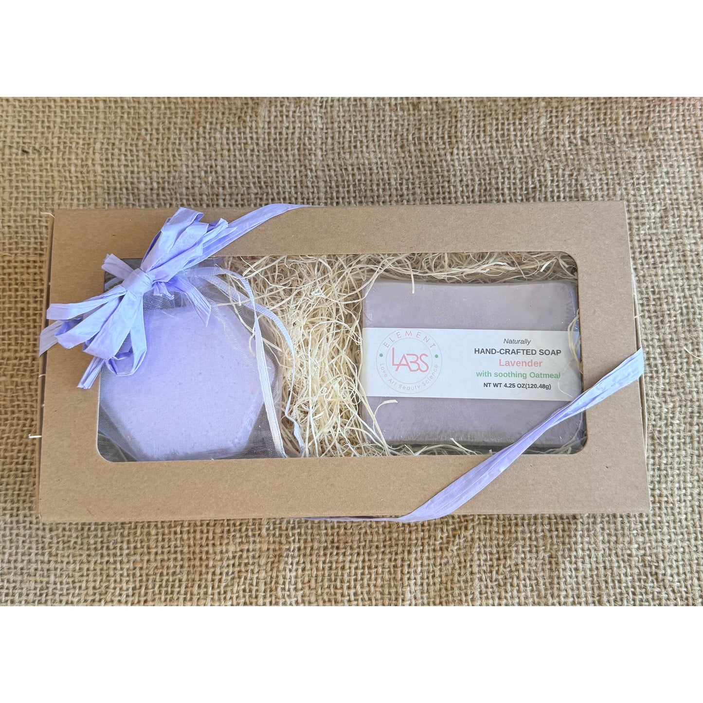 Handcrafted Lavender soap and shower bomb luxury gift set by Element LABS Bath and Body